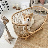 Handmade Rattan Woven Pet Bed Sofa For Dogs